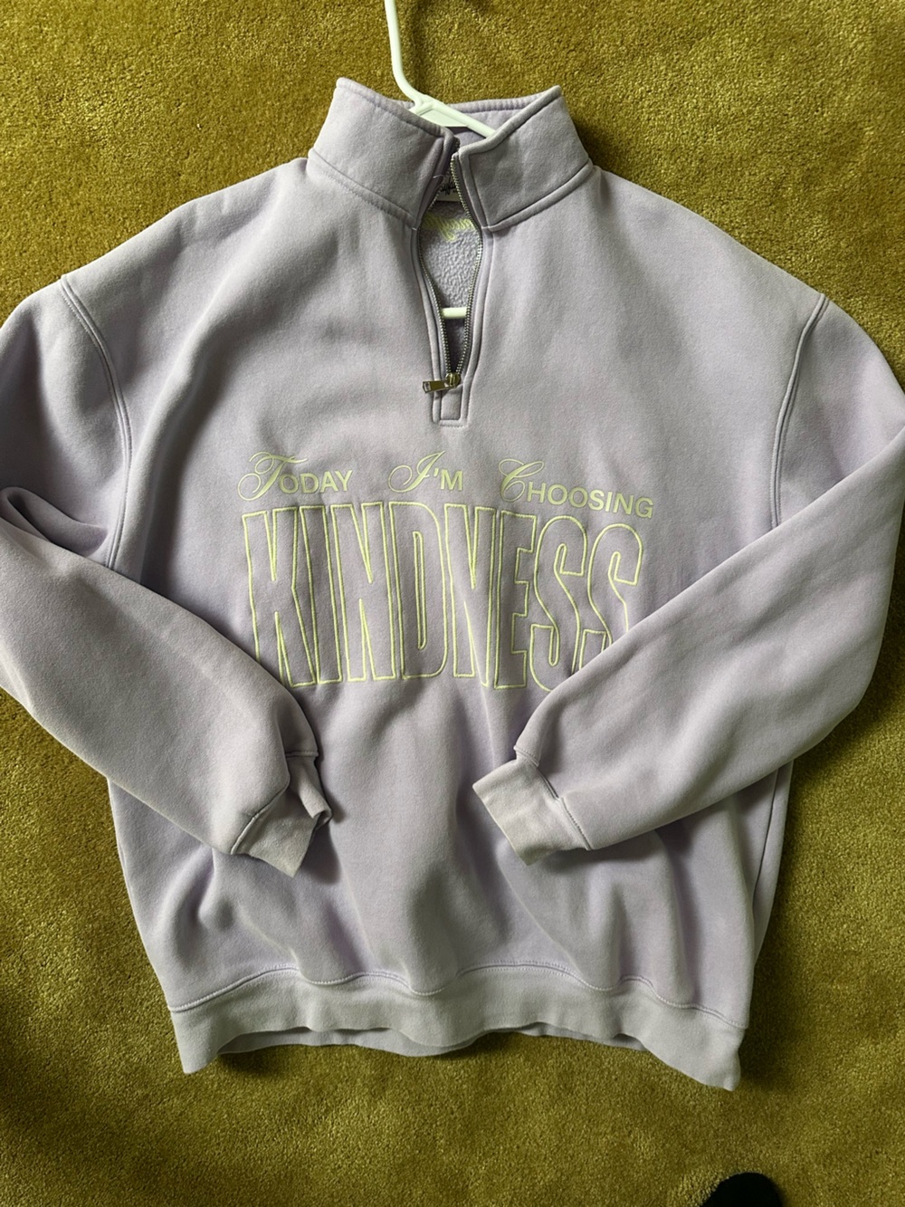 Lavender 'Kindness' Quarter-Zip Hoodie